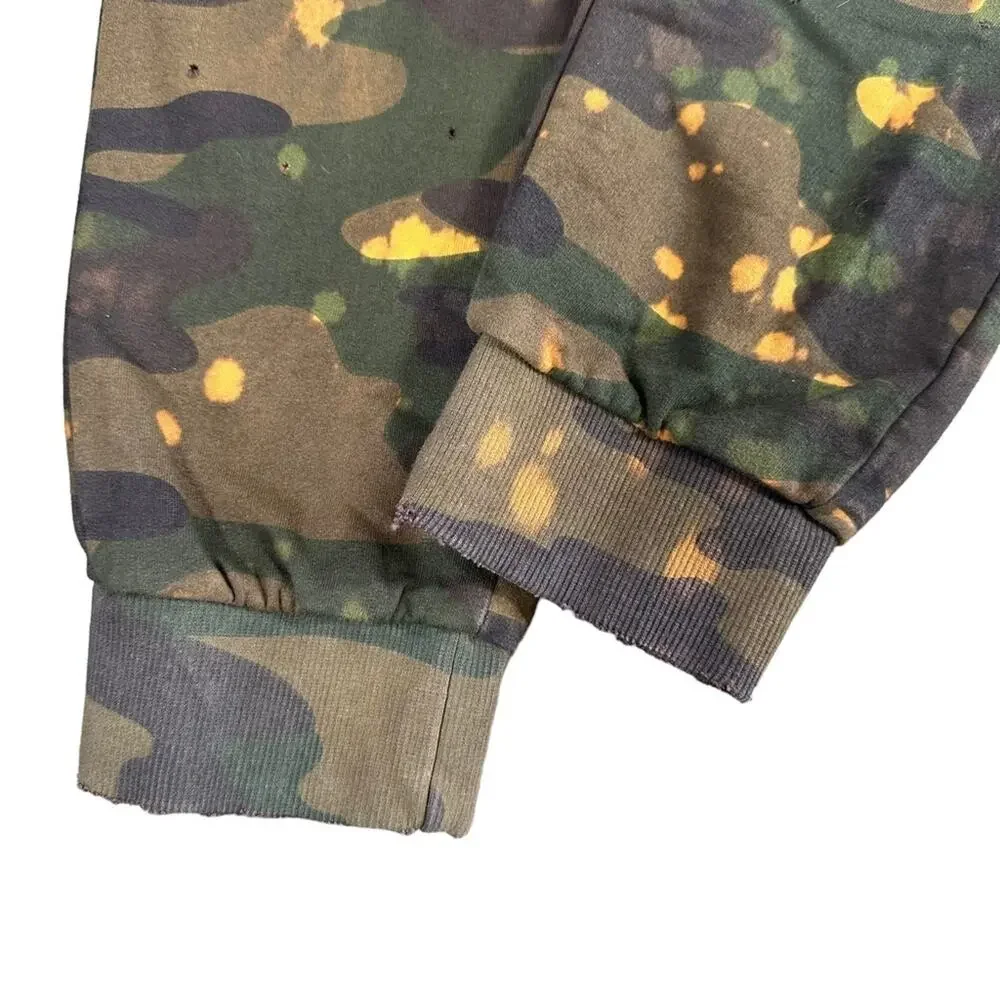 Eleven Paris Men's Acid Green‎ Camo Distressed Jogger Pants Size M